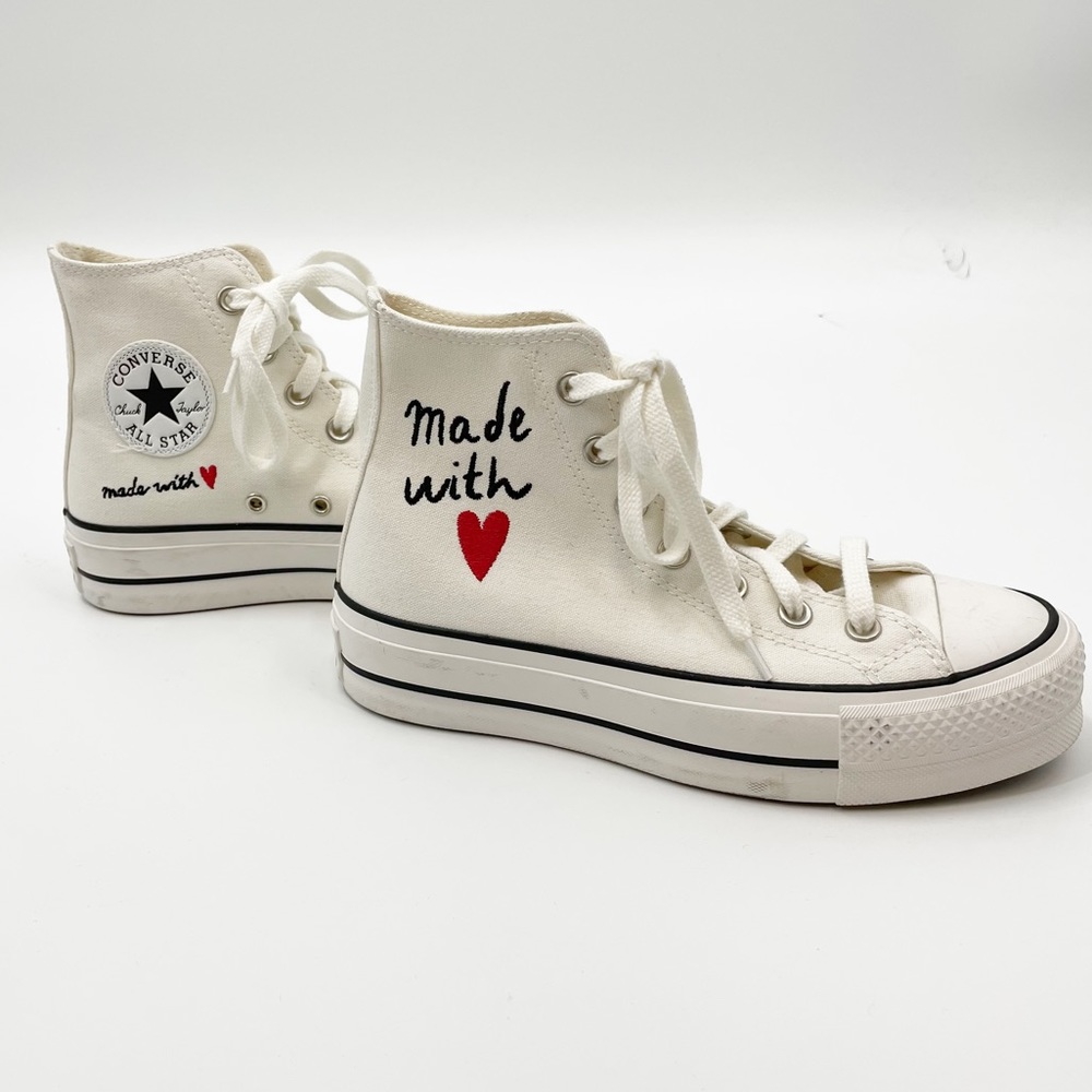 Converse Chuck Taylor Lift Platform High Tops Sneakers Shoes Made with Love 6.5